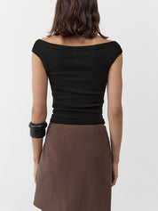 Organic Cotton Off Shoulder Top Black