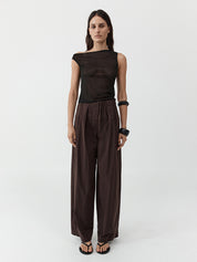 Relaxed Pleat Pants - Bark