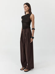 Relaxed Pleat Pants - Bark