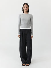 Relaxed Pleat Pants - Black