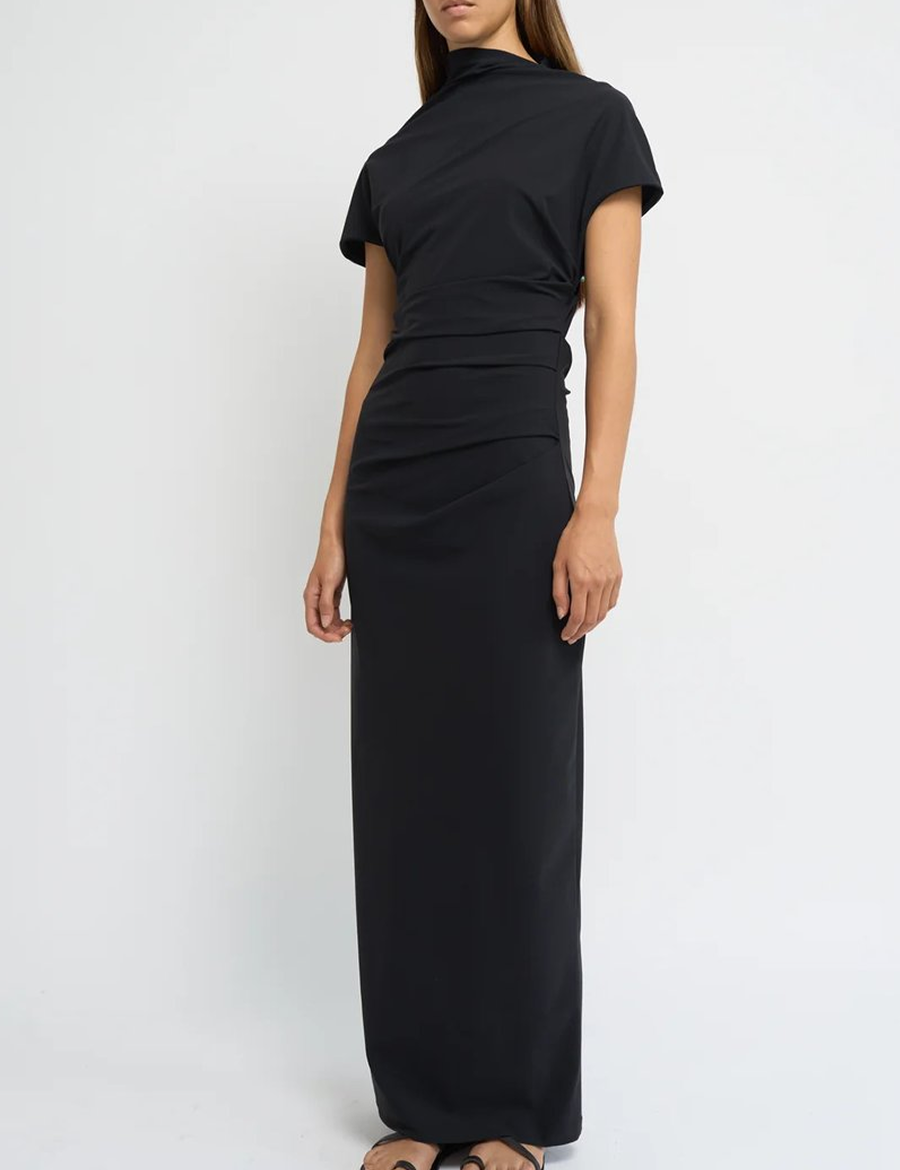 Reyem-Asymmetric-Short-Sleeve-Dress-Black-Full-Body.png