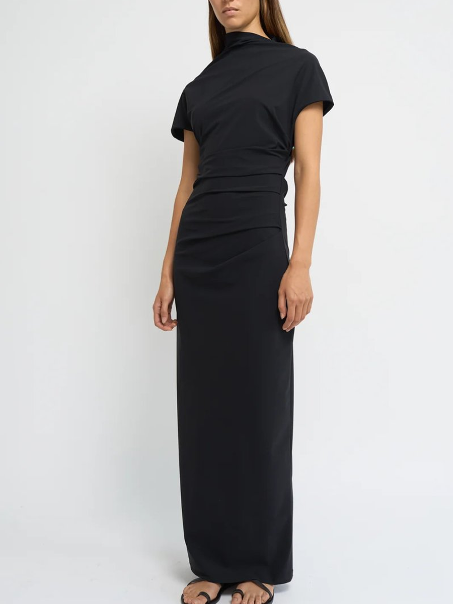 Asymmetric Short Sleeve Dress