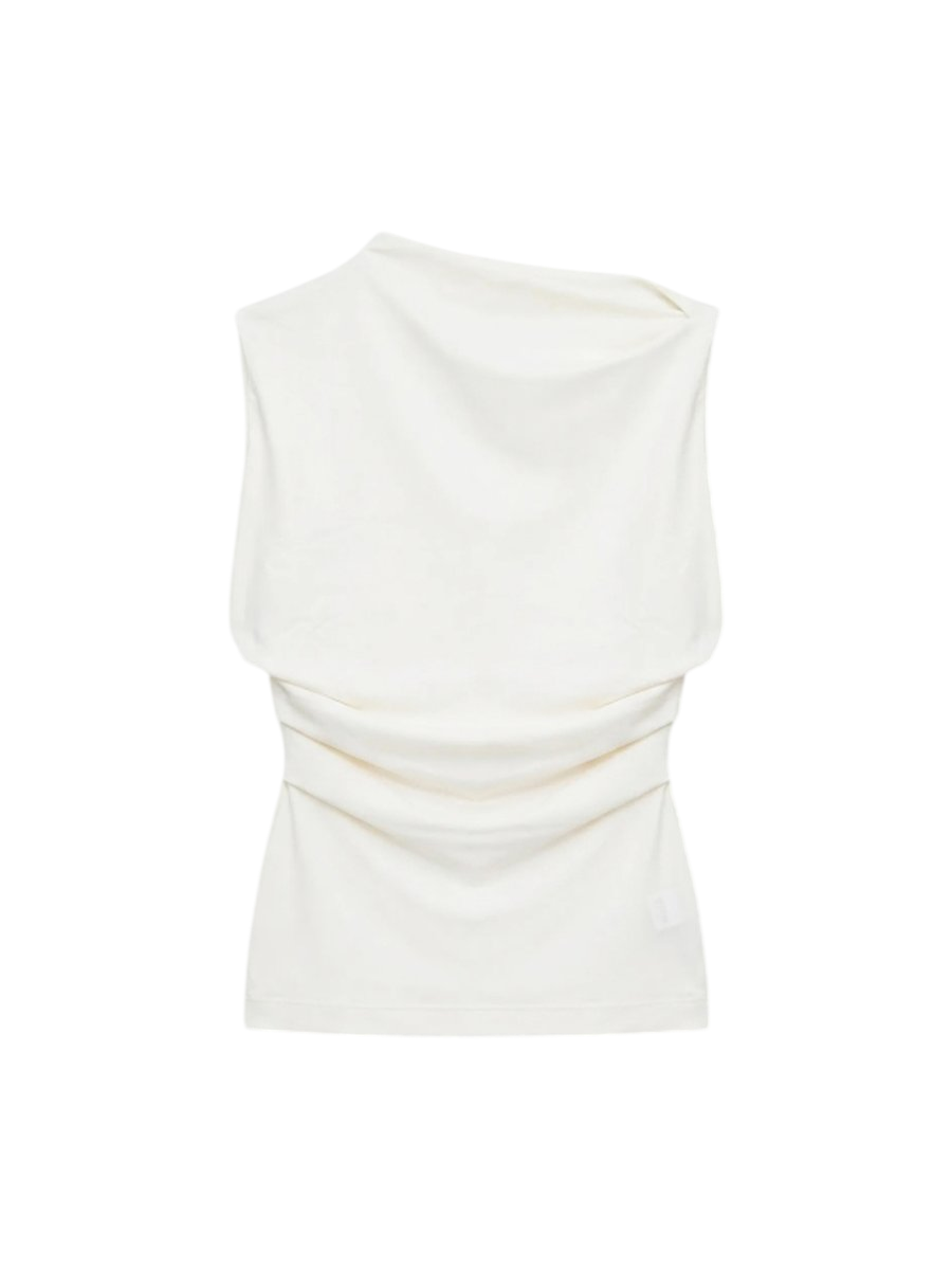 Asymmetric Sleeveless Top Cream