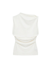 Asymmetric Sleeveless Top Cream