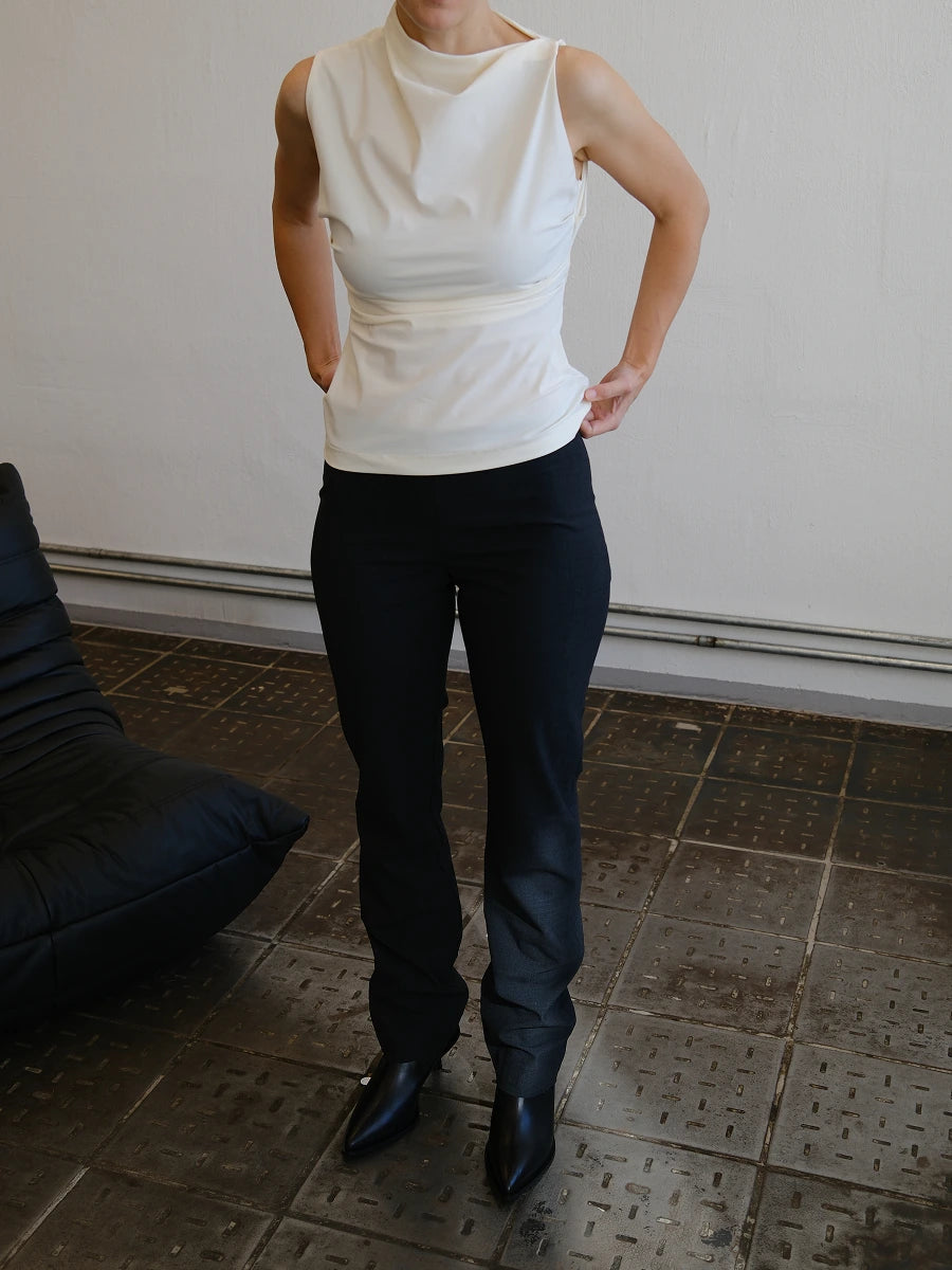 Asymmetric Sleeveless Top Cream
