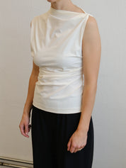 Asymmetric Sleeveless Top Cream
