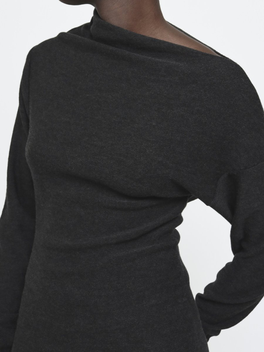 Knitted Asymmetric Long Sleeve Dress