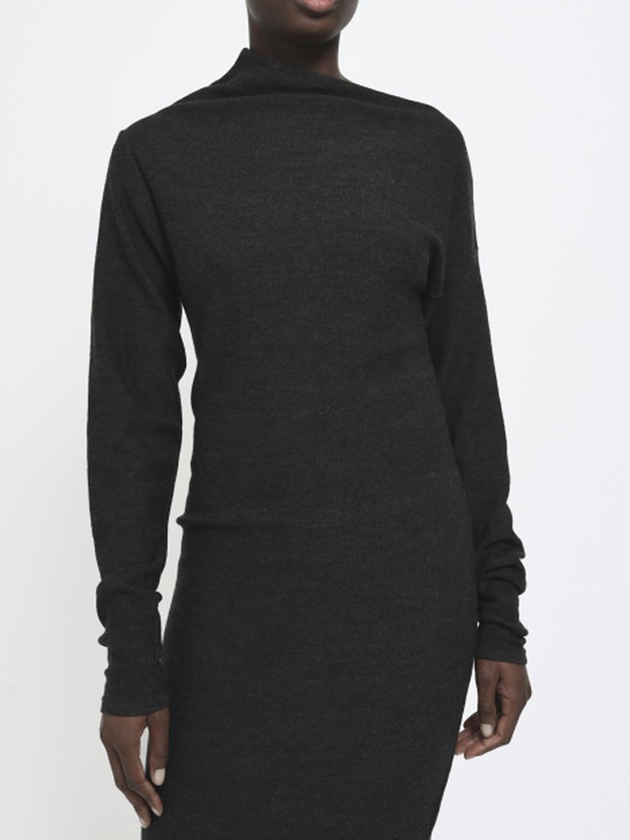 Knitted Asymmetric Long Sleeve Dress