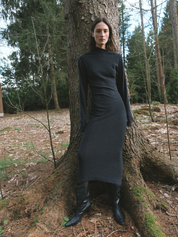 Knitted Asymmetric Long Sleeve Dress