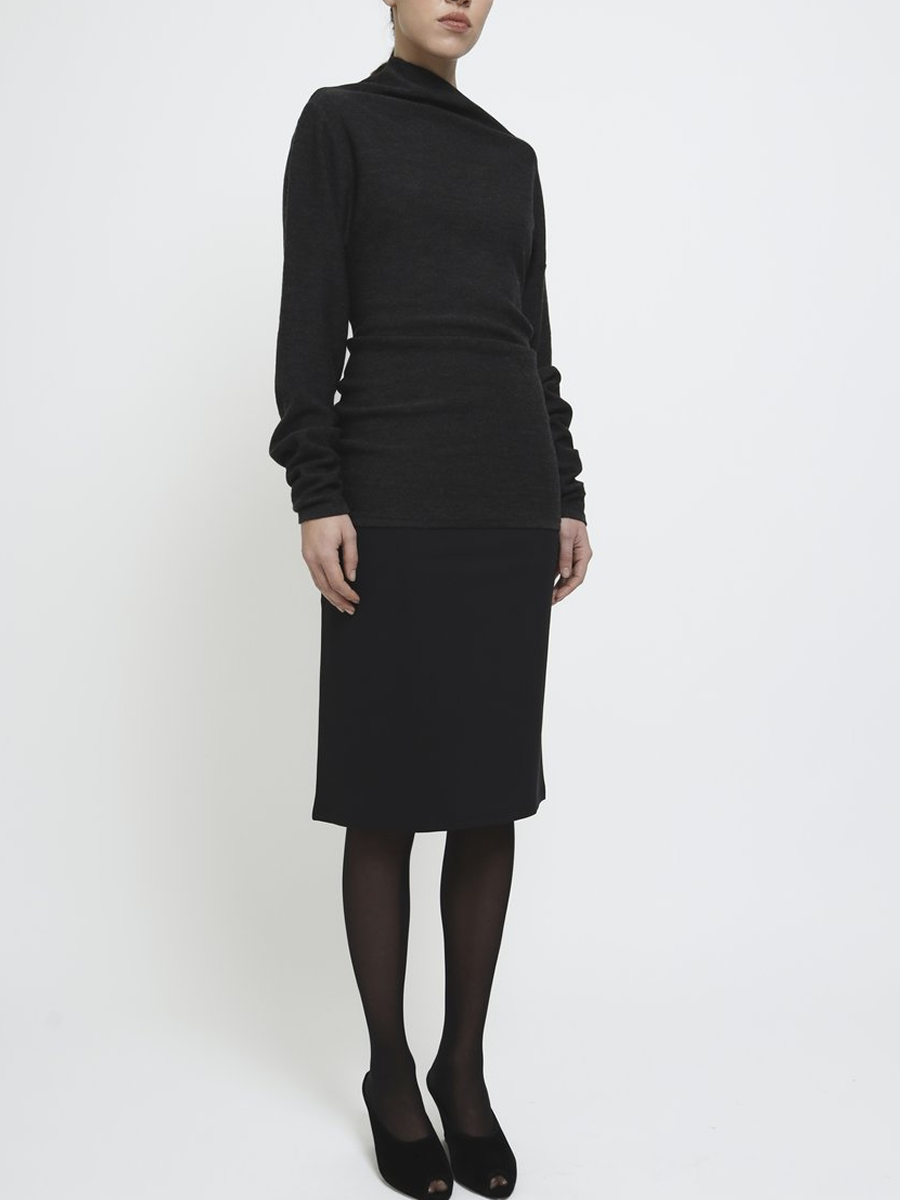 Straight Midi Skirt Black