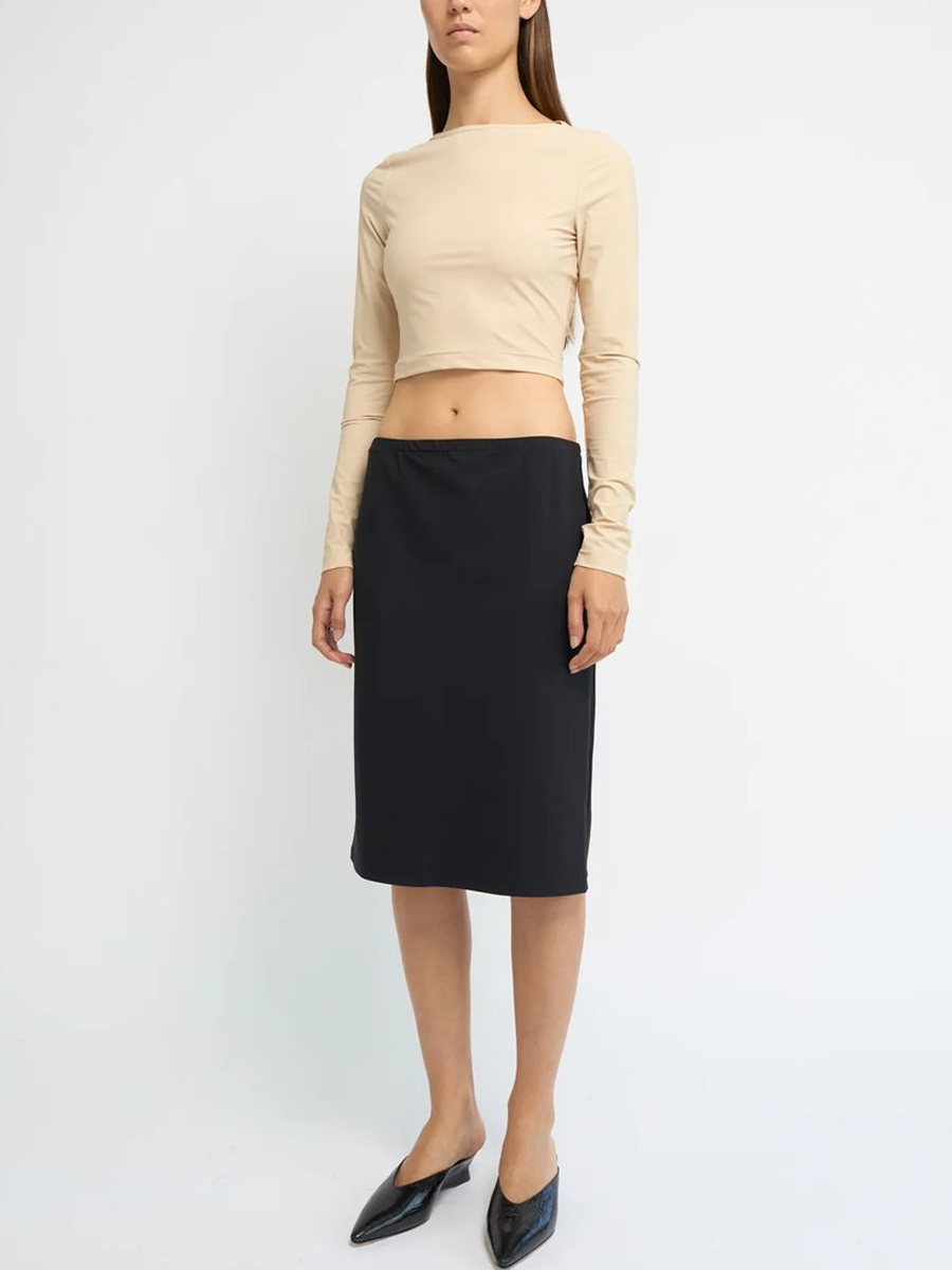 Straight Midi Skirt Black