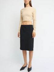 Straight Midi Skirt Black