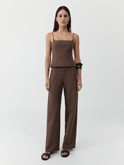 Silk Canvas Carter Trousers - Mud