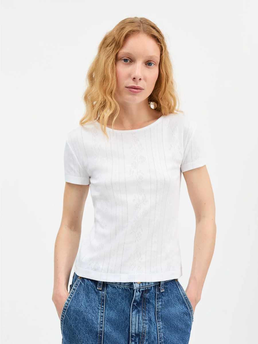 Anna Cap Sleeve Tee White