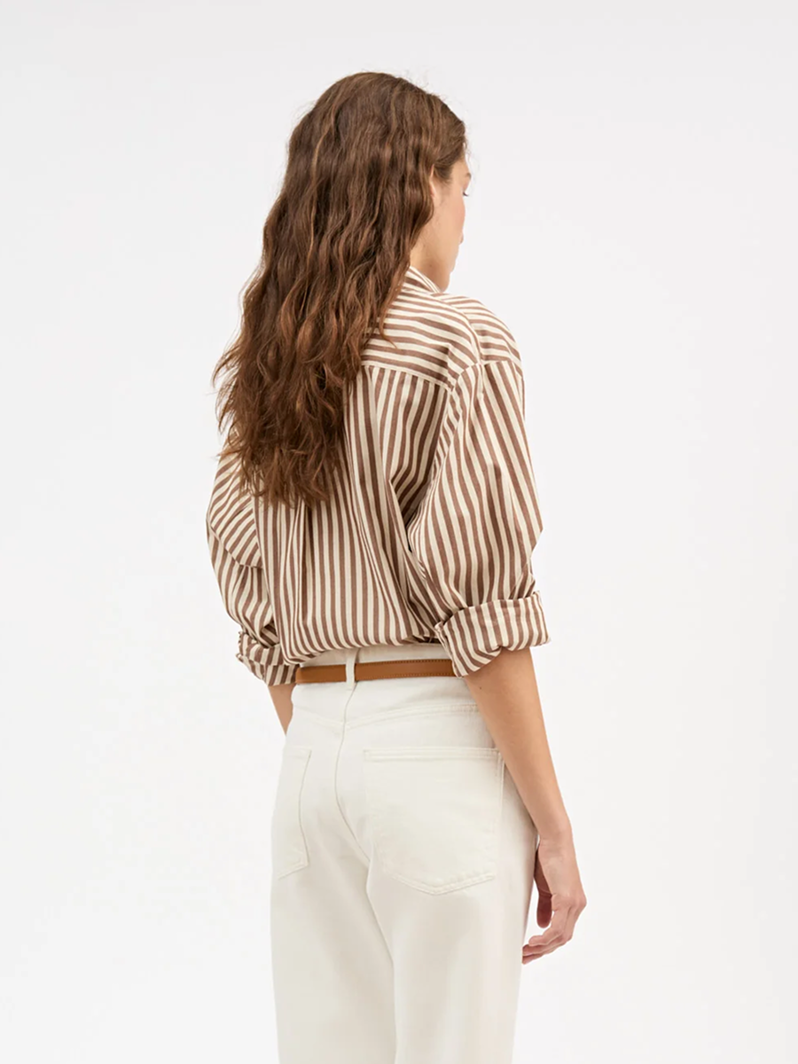 Edgar Shirt Brown/Ecru Stripe