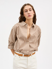 Edgar Shirt Brown/Ecru Stripe