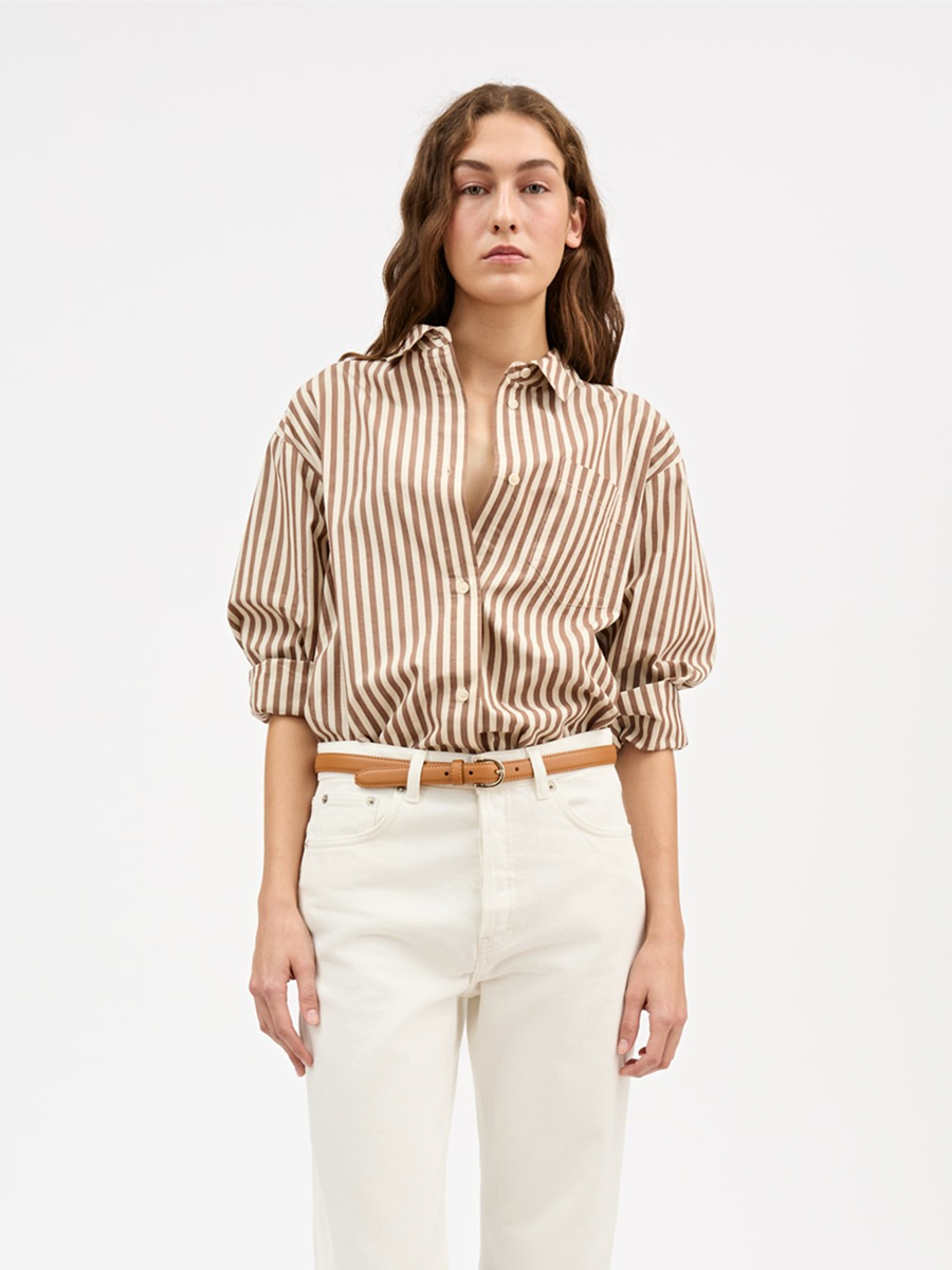 Edgar Shirt Brown/Ecru Stripe