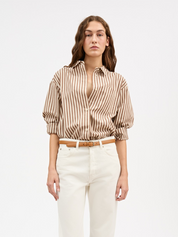 Edgar Shirt Brown/Ecru Stripe
