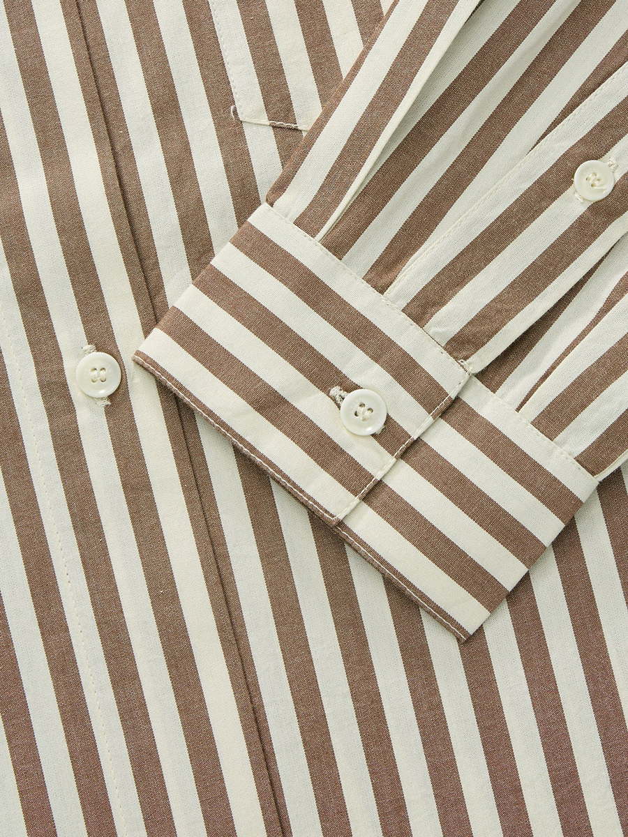 Edgar Shirt Brown/Ecru Stripe