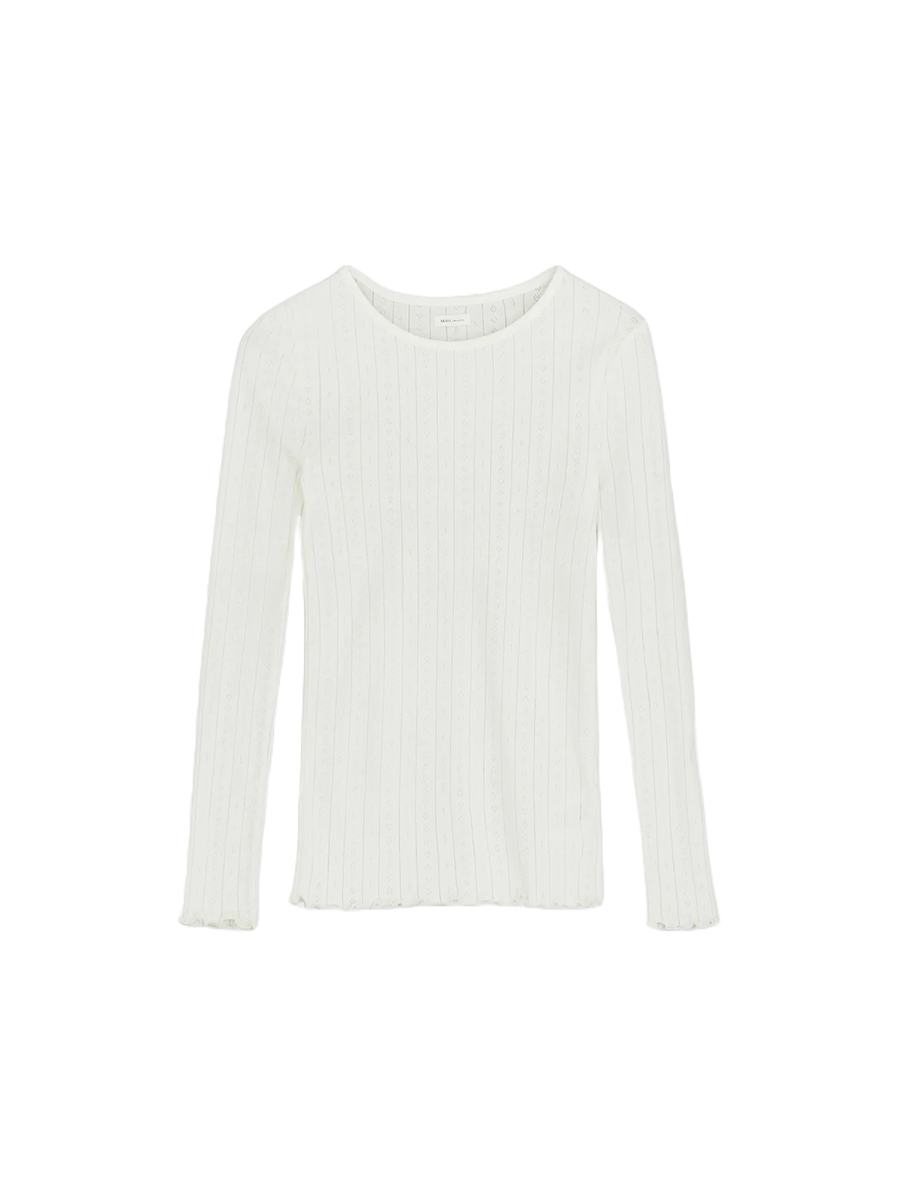 Skall Studio Edie Blouse Langarmshirt Weiß Frontansicht Freigestellt
