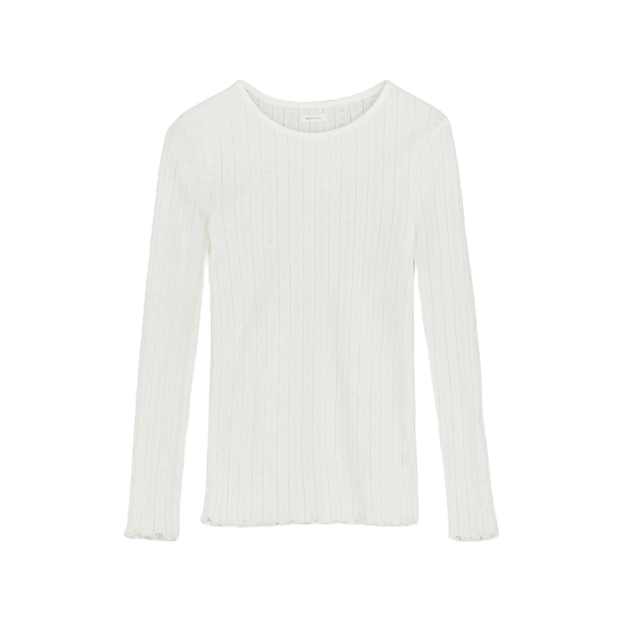 Skall Studio Edie Blouse Langarmshirt Weiß Frontansicht Freigestellt