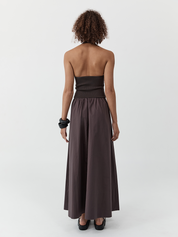 Halter Gathered Dress Chocolate Plum