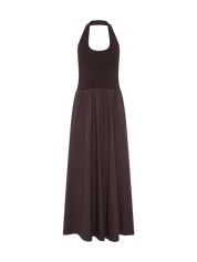 Halter Gathered Dress Chocolate Plum