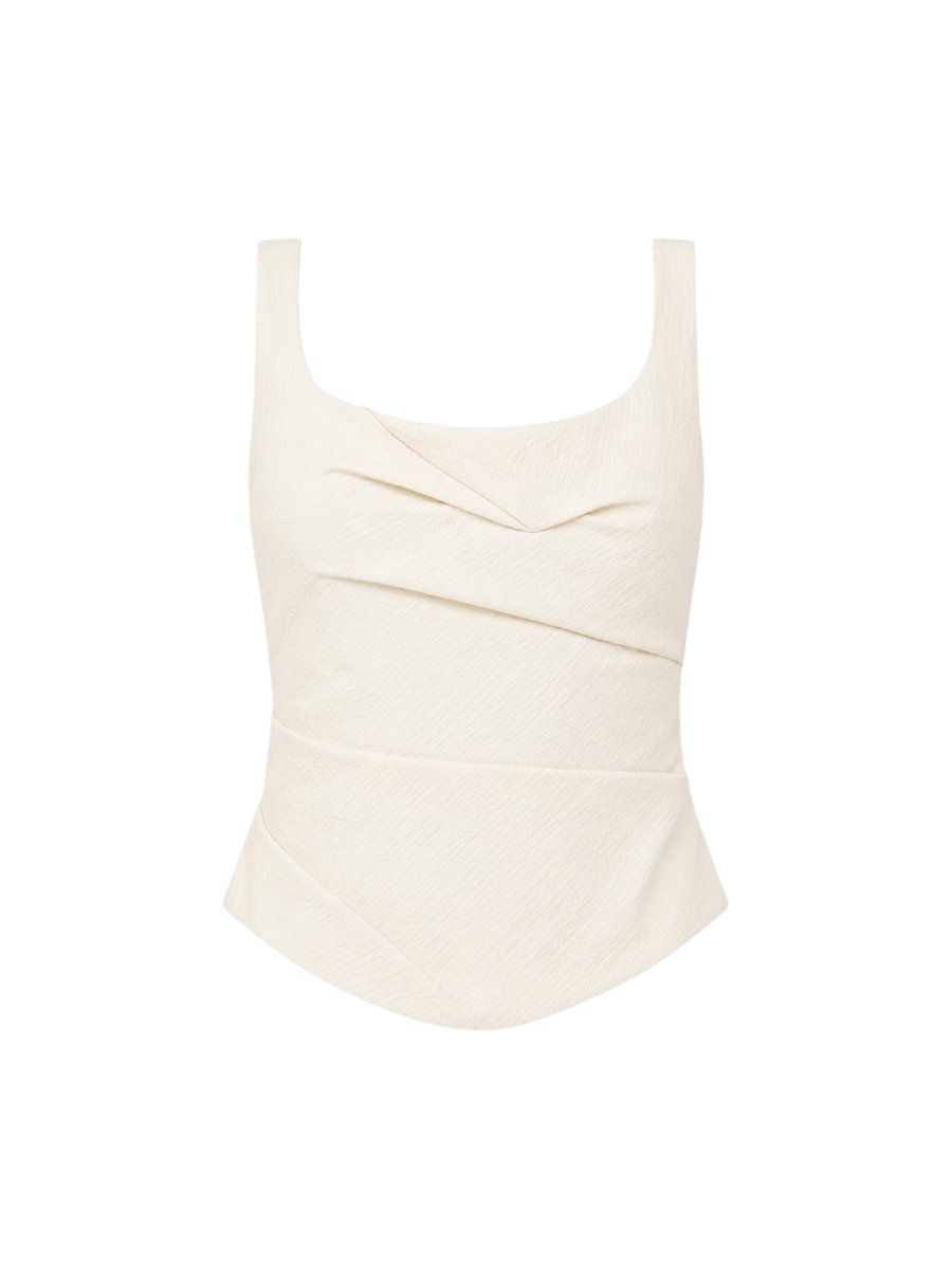 Raw Silk Draped Bodice Cloud Cream