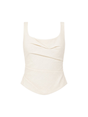 Raw Silk Draped Bodice Cloud Cream