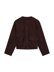 Suede Utility Cocoon Bomber Coffee Brown