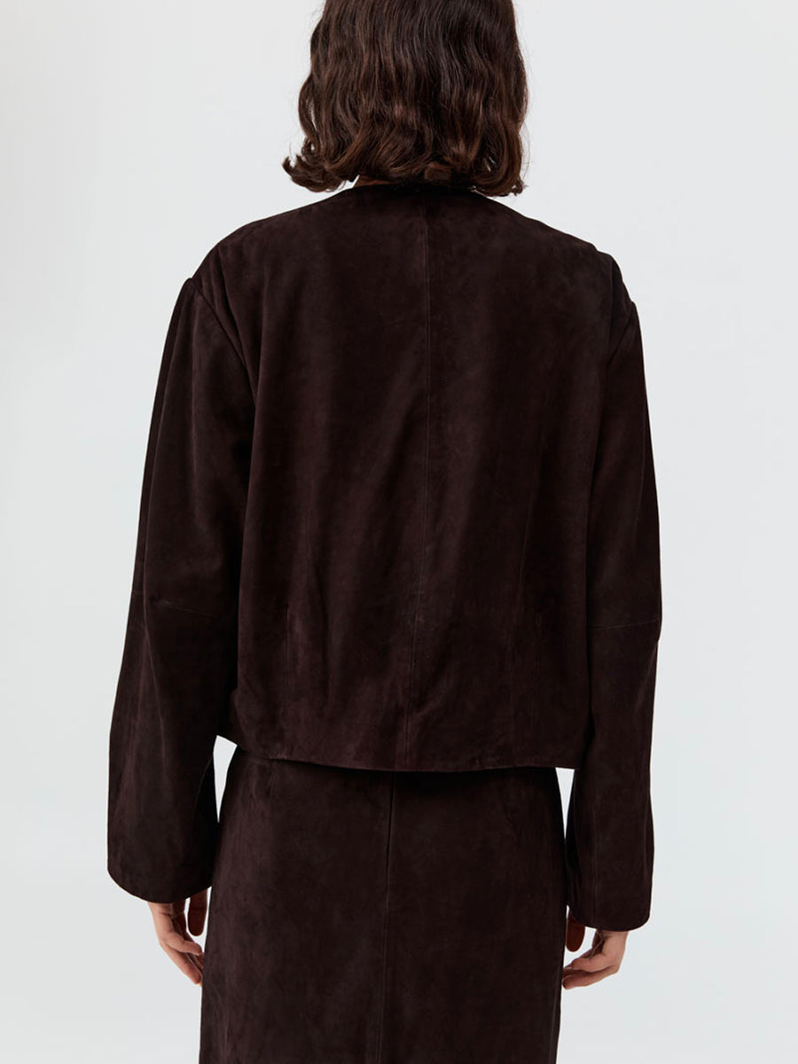 Suede Utility Cocoon Bomber Coffee Brown