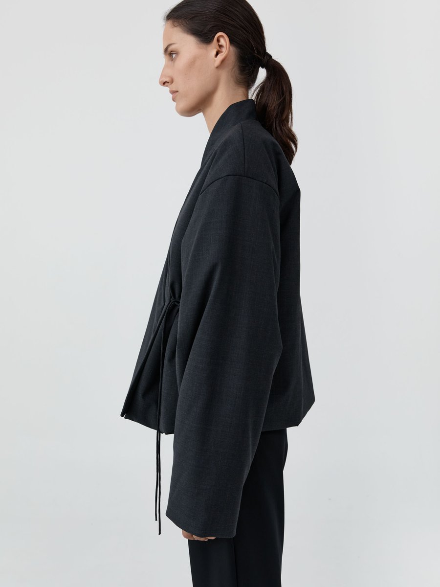 Pillow Wool Wrap Jacket Dark Graphite