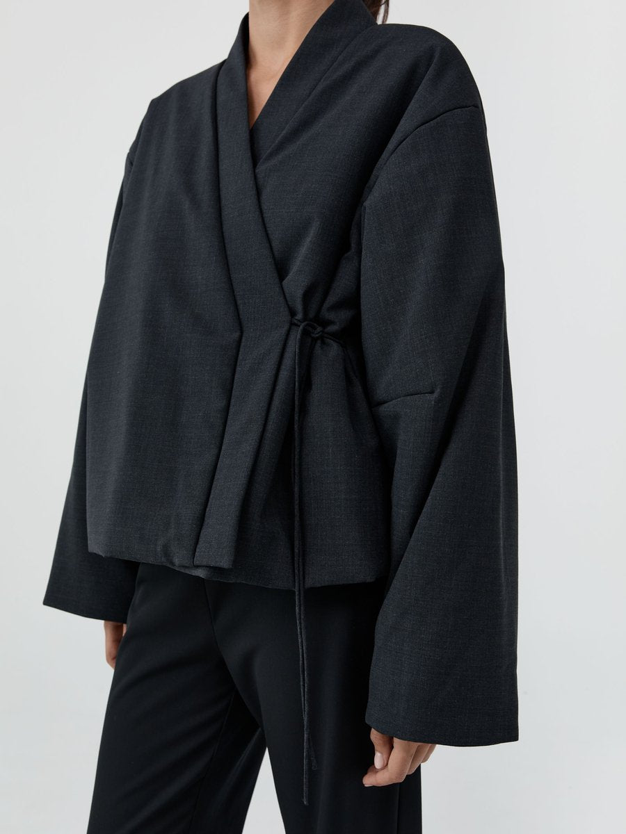 Pillow Wool Wrap Jacket Dark Graphite