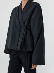 Pillow Wool Wrap Jacket Dark Graphite