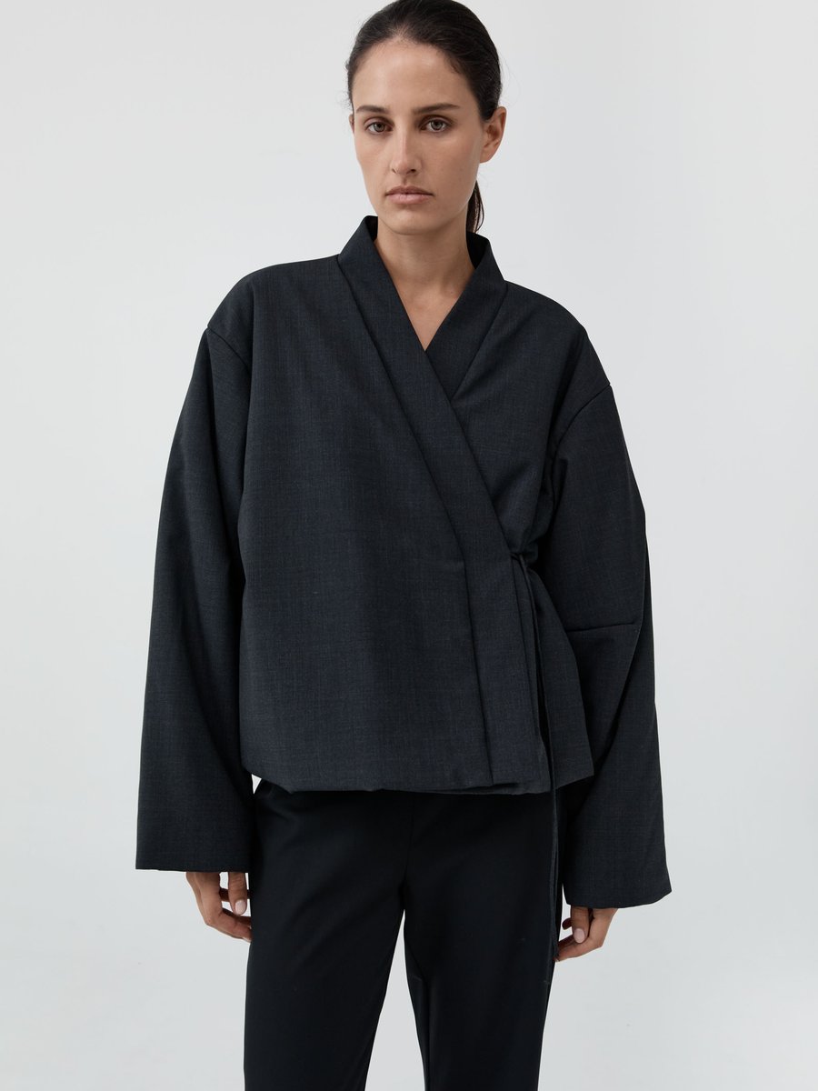 Pillow Wool Wrap Jacket Dark Graphite
