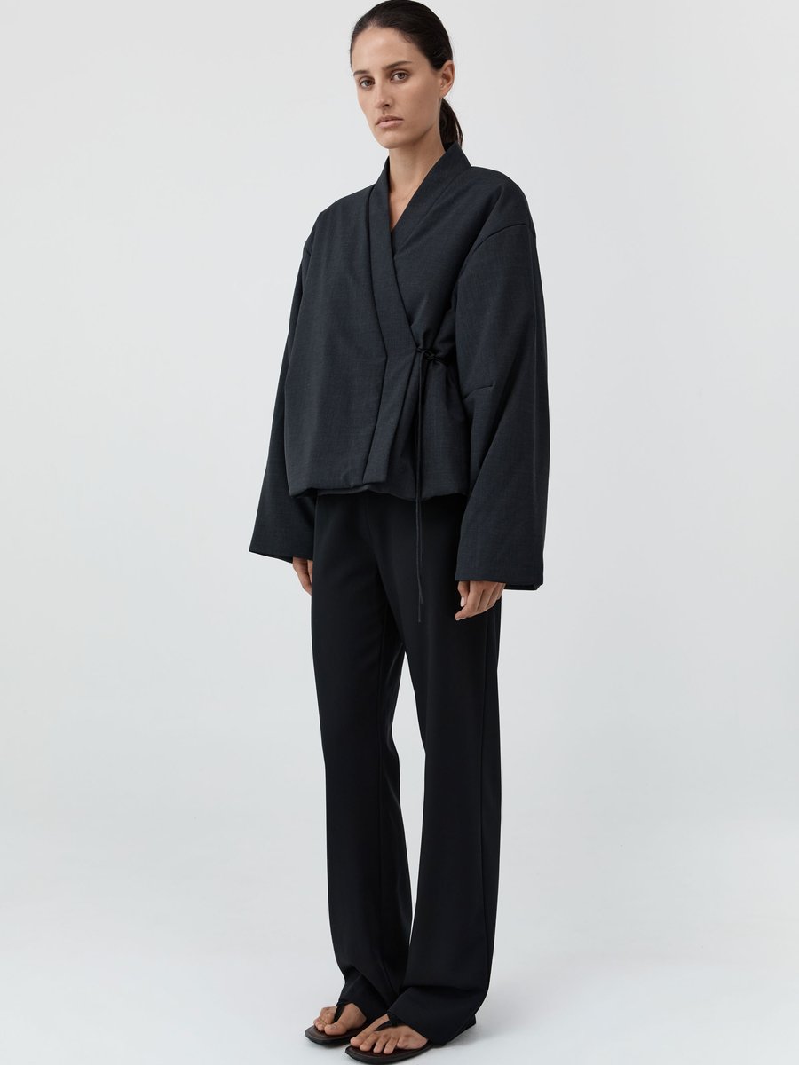 Pillow Wool Wrap Jacket Dark Graphite