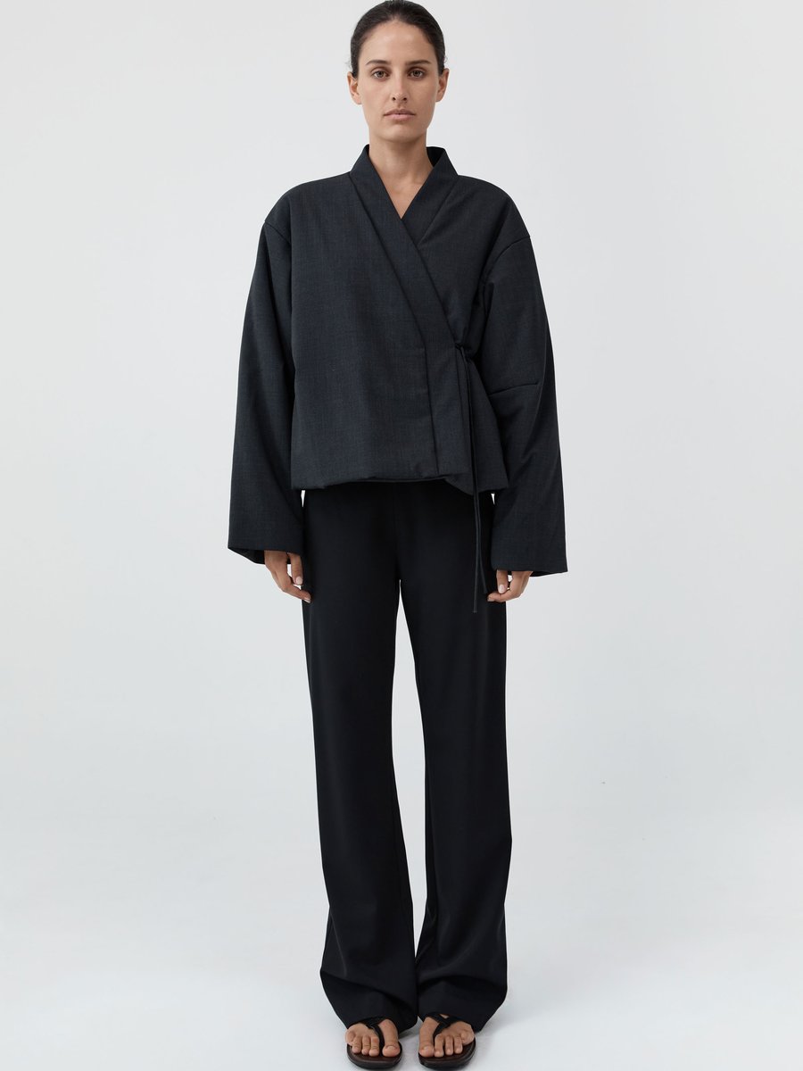 Pillow Wool Wrap Jacket Dark Graphite
