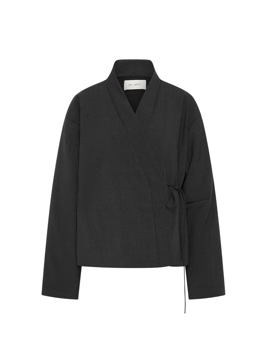 Pillow Wool Wrap Jacket Dark Graphite