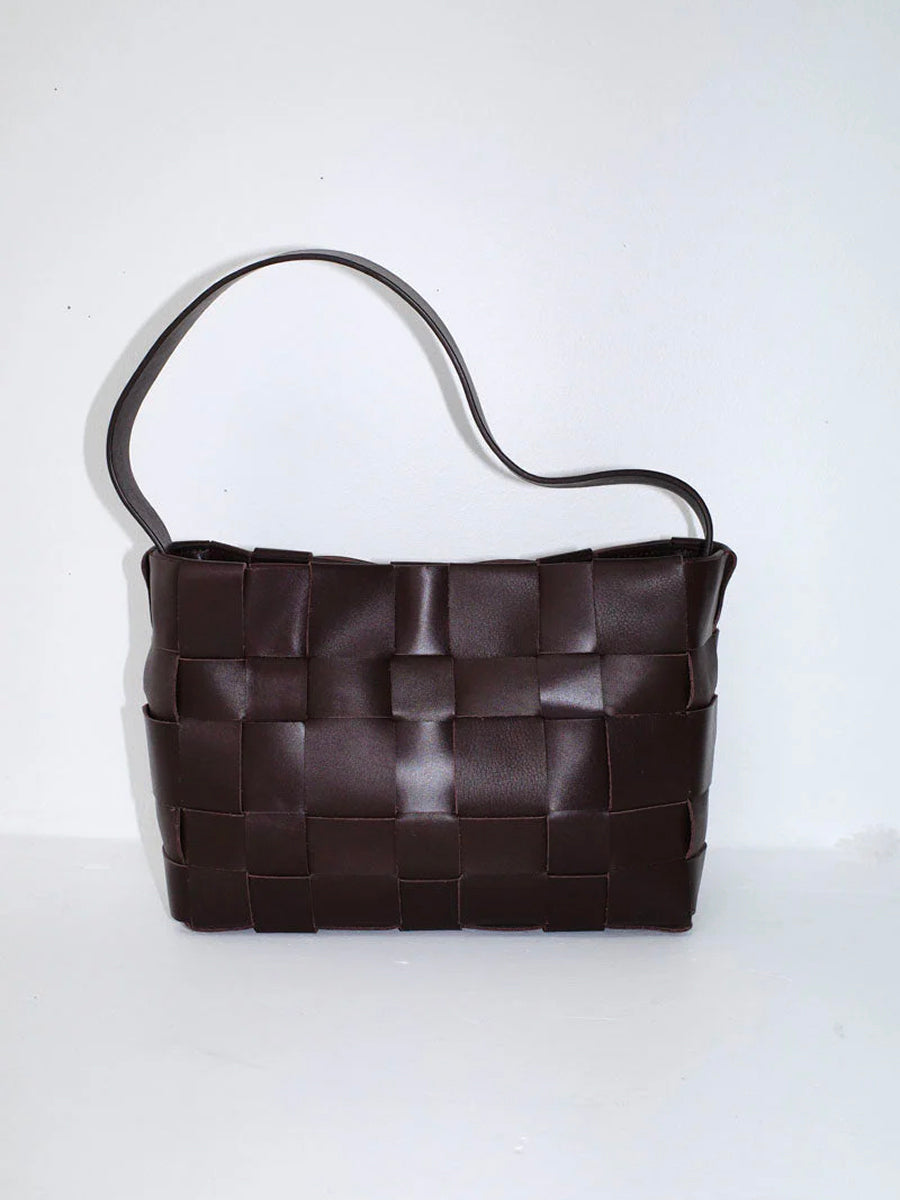 Woven Mini Tote Chocolate Brown