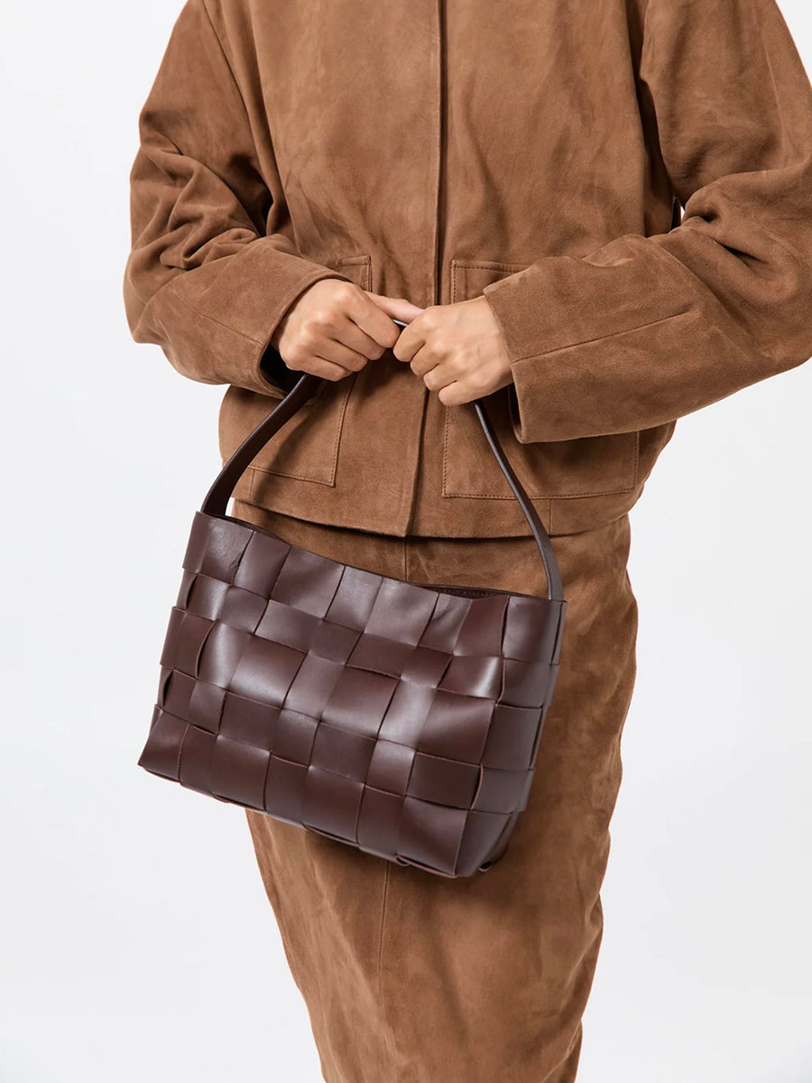 Woven Mini Tote Chocolate Brown