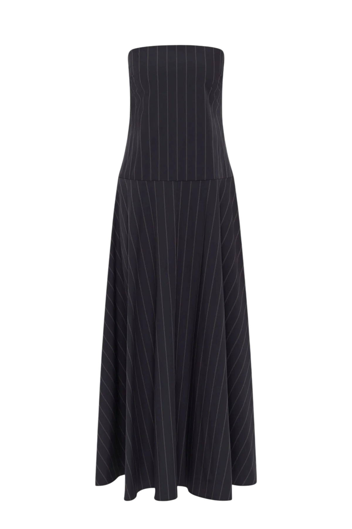 Strapless Rouleau Dress - Ink Stripe