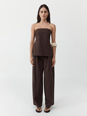 Strapless Rouleau Tie Top - Bark