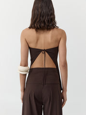 Strapless Rouleau Tie Top - Bark