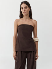 Strapless Rouleau Tie Top - Bark