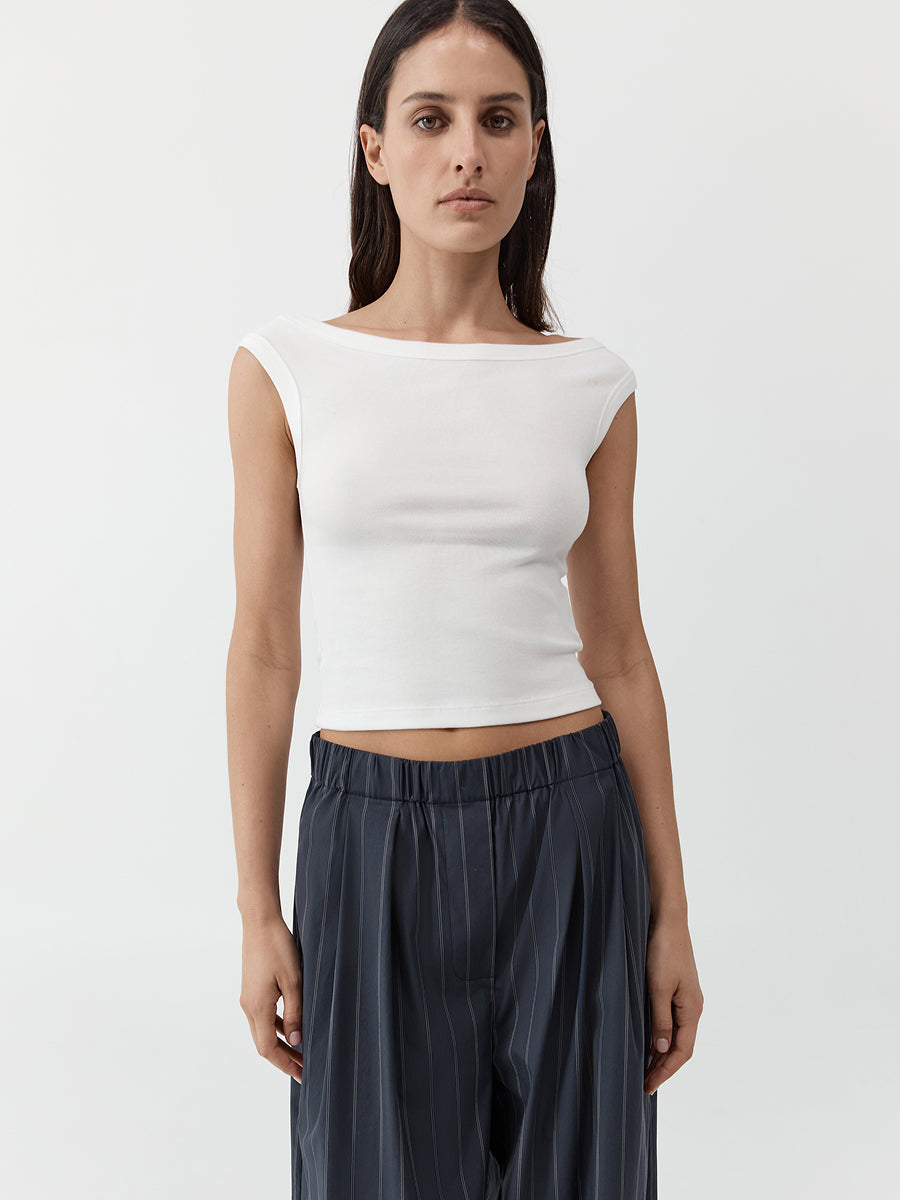 Stripe Relaxed Pleat Pants - Ink Stripe