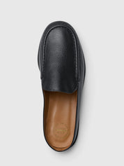 Tenno Black Grained Leather Slip-ins