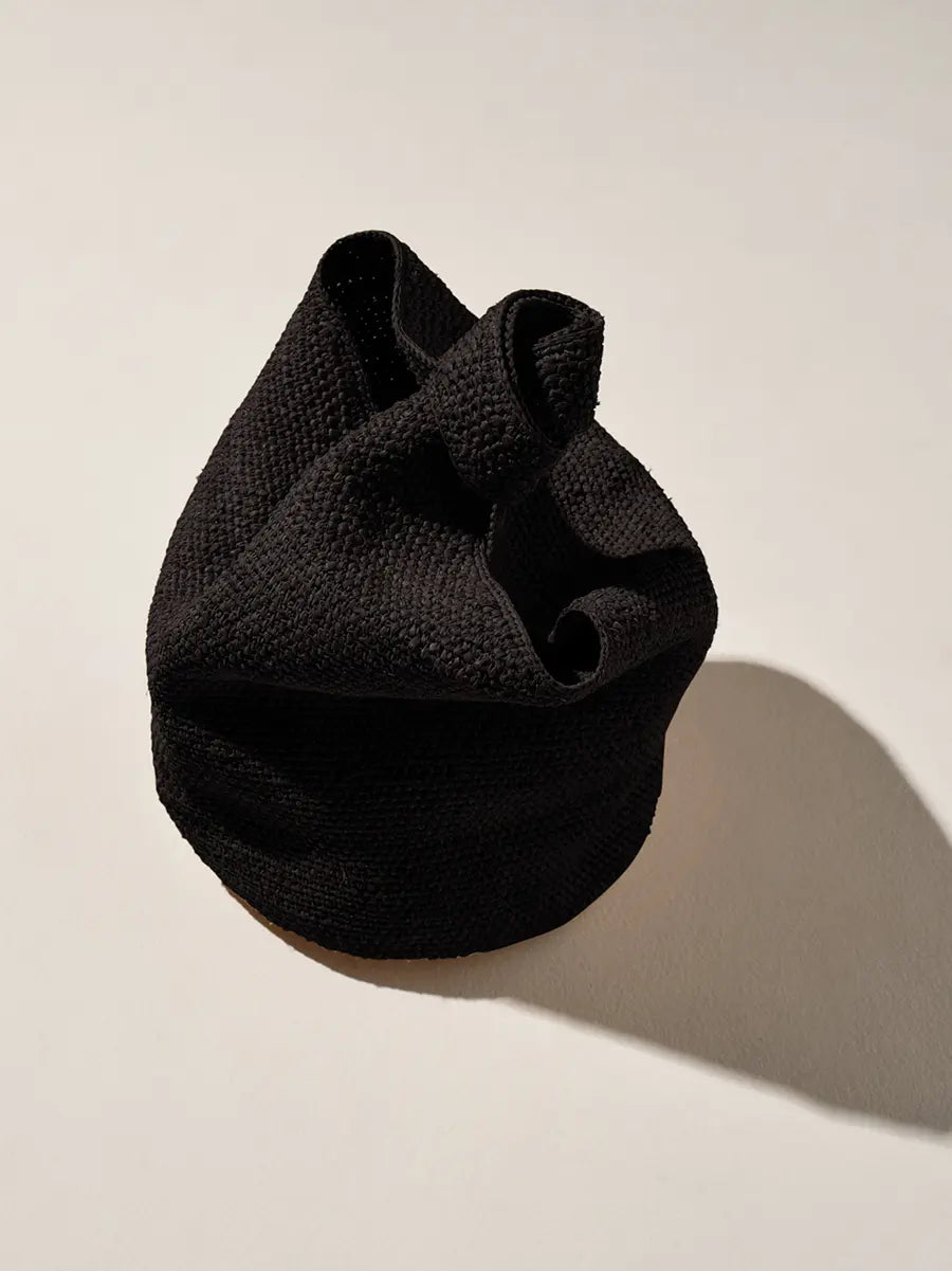 Raffia Bucket Bag Black