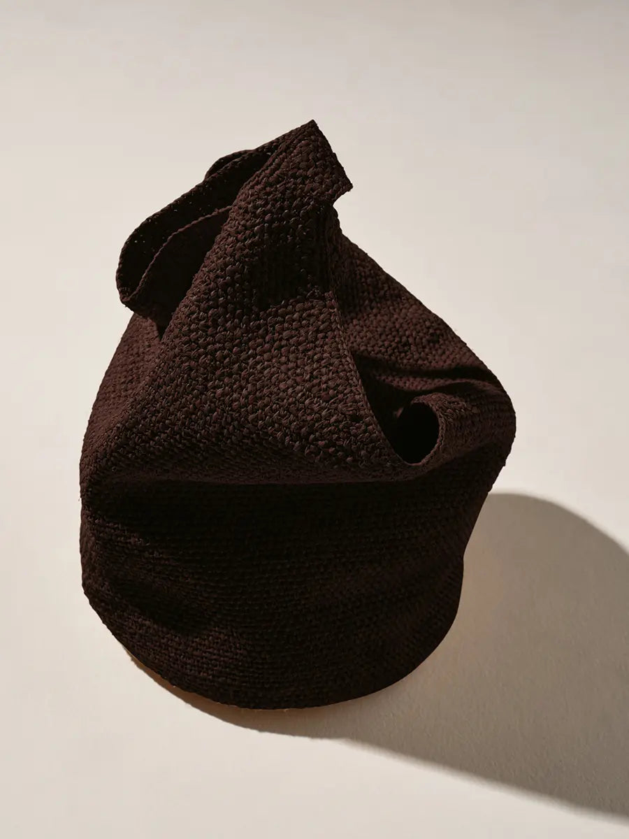 Raffia Bucket Bag Walnut