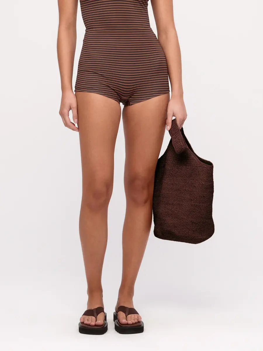 Raffia Bucket Bag Walnut