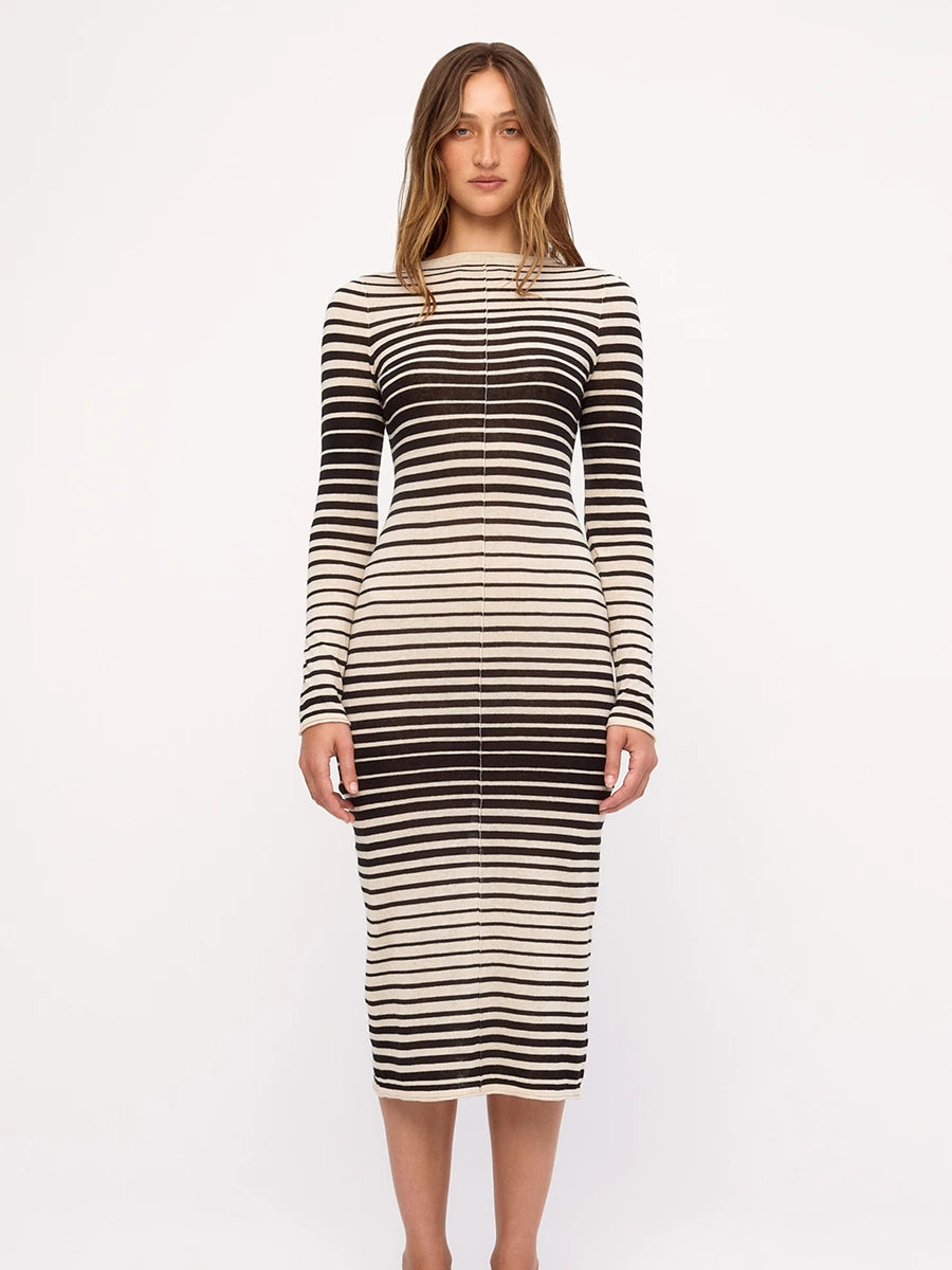Ramie Cotton Knit Maxi Dress